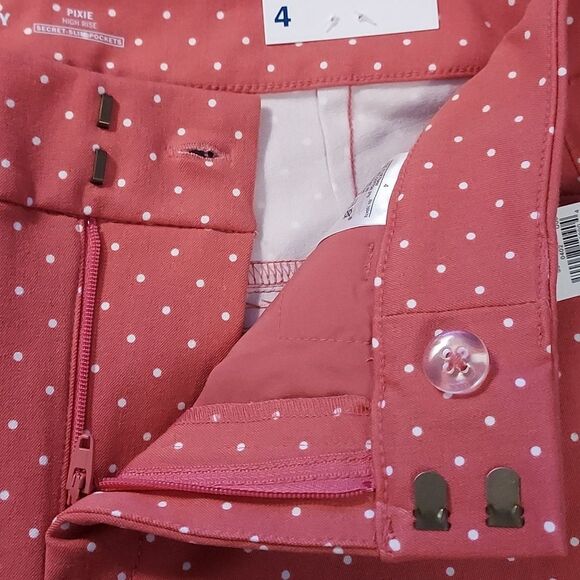 Old Navy pixie high rise pants orange and white polka dot size 4 - Picture 4 of 8